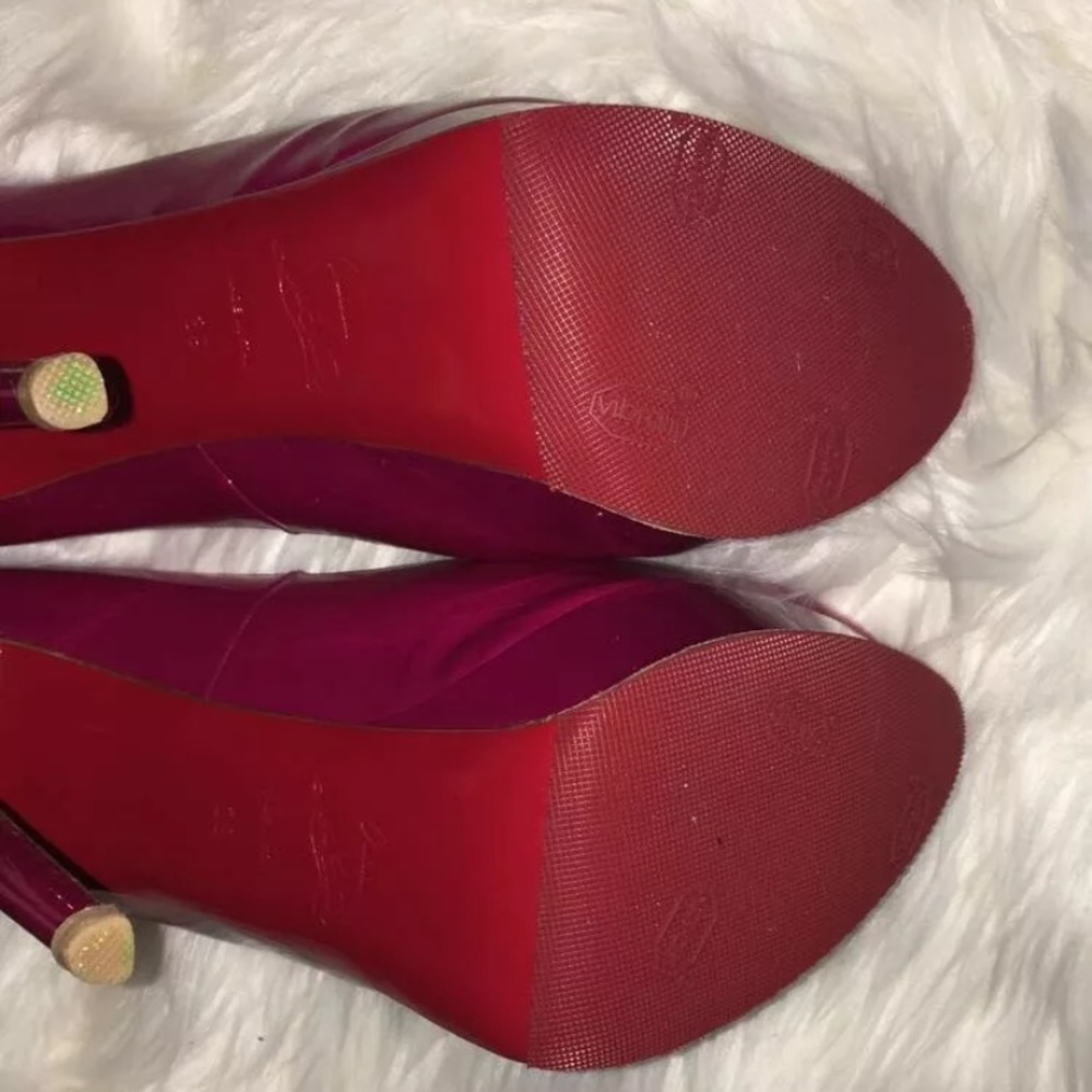 Christian Lounoutin lady peep Fuchsia heels - Picture 4 of 7